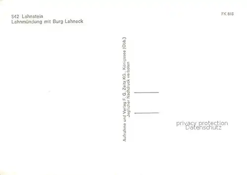 AK / Ansichtskarte Lahnstein Fliegeraufnahme Lahnmuendung m. Burg Lahneck Lahnstein