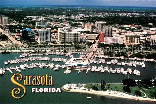 AK / Ansichtskarte Sarasota_Florida Fliegeraufnahme Downtown Bayfront Park and Marina 