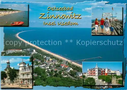 AK / Ansichtskarte Zinnowitz_Ostseebad Fliegeraufnahme Usedom Teilansichten Panorama Zinnowitz_Ostseebad