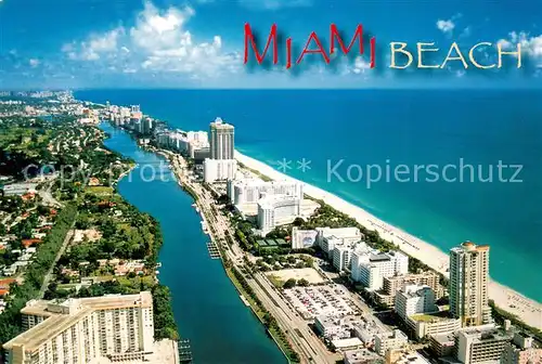 AK / Ansichtskarte Miami_Beach Fliegeraufnahme Hotels along Atlantic Ocean  
