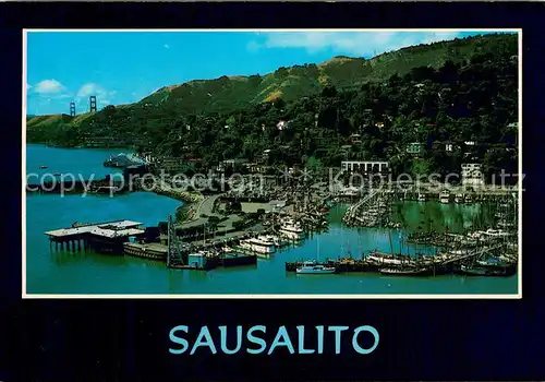 AK / Ansichtskarte Sausalito_California Sausalito with Golden Gate Bridge 