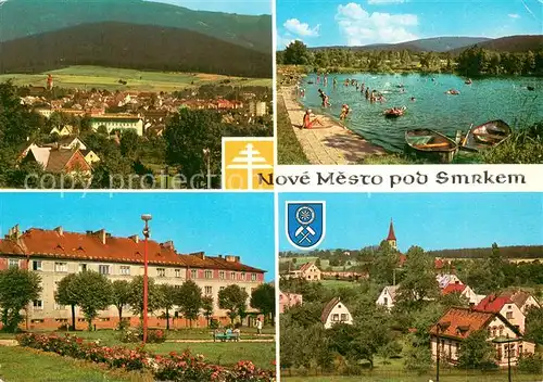 AK / Ansichtskarte Nove_Mesto_pod_Smrkem Panorama Lezi mezi Jindrichovickym a Vlasskym hrebenem Jizerskych hor pod Smrkem Casti Noveho Mesta je Hajniste a Ludvikov pod Smrkem Nove_Mesto_pod_Smrkem