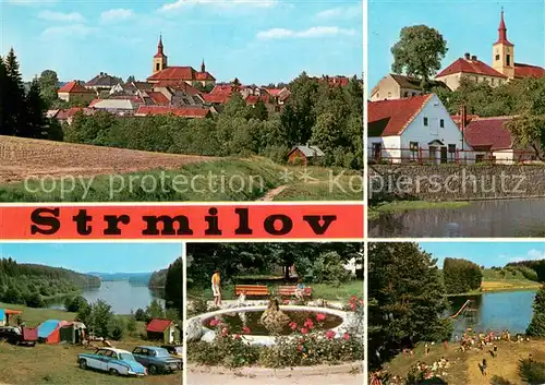 AK / Ansichtskarte Strmilov_Czechia Kostel sv Jiri puvodne goticky Jizne od obce se prostira zalozeny rybnik Komornik vhodny ke koupani a letni rekraci 