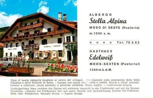 AK / Ansichtskarte Sesto_Sexten_Suedtirol Albergo Stella Alpina Sesto_Sexten_Suedtirol