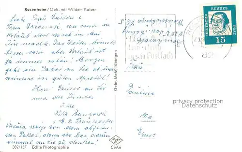 AK / Ansichtskarte Rosenheim_Bayern mit Wildem Kaiser Rosenheim Bayern