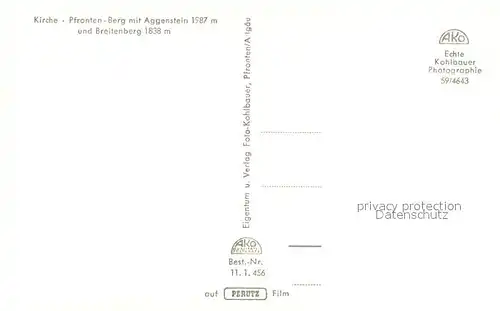 AK / Ansichtskarte Pfronten Kirche Berg mit Aggenstein und Breitenberg Pfronten