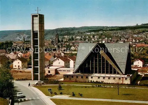 AK / Ansichtskarte Tauberbischofsheim Blick auf Kirche St Bonifatius und Stadt Tauberbischofsheim
