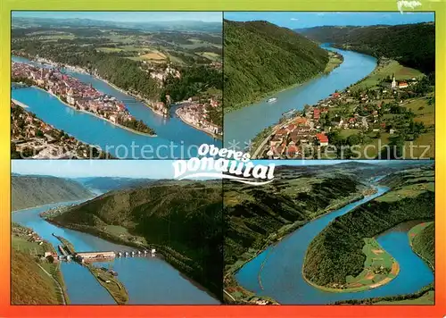 AK / Ansichtskarte Passau Fliegeraufnahme Oberes Donautal Engelhartszell Donaukraftwerk Jochenstein Donauschlinge Schloegen Passau