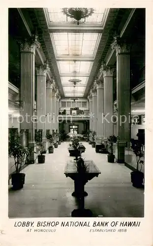 AK / Ansichtskarte Honolulu Lobby. Bishop National Bank of Hawaii 