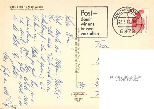 AK / Ansichtskarte Sonthofen_Oberallgaeu Generaloberst Beck Kaserne Sonthofen Oberallgaeu