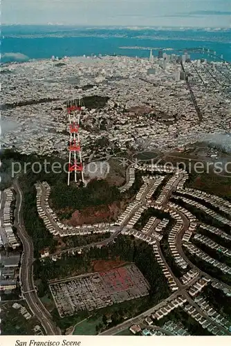 AK / Ansichtskarte San_Francisco_California The Transamerica Pyramid seen from the air above Peaks 