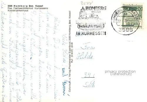 AK / Ansichtskarte Homberg_Efze Kreiskrankenhaus Fliegeraufnahme Homberg Efze