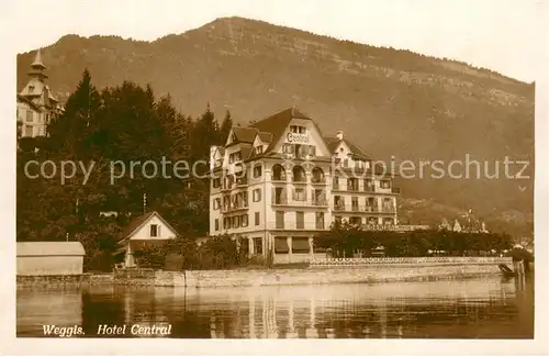 AK / Ansichtskarte Weggis_Vierwaldstaettersee Hotel Central m. See Weggis_Vierwaldstaettersee
