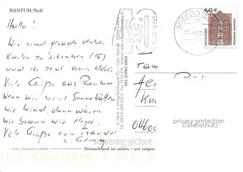 AK / Ansichtskarte Rantum_Sylt Fliegeraufnahme Rantum Sylt