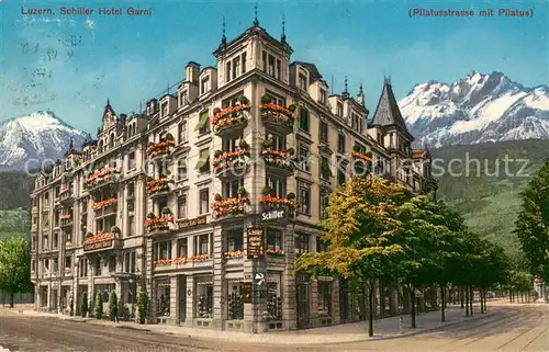 AK / Ansichtskarte Luzern__LU Schiller Hotel Garni Pilatusstrasse m. Pilatus 