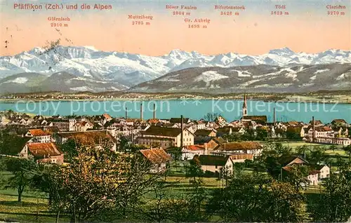 AK / Ansichtskarte Pfaeffikon_ZH Gesamtansicht m. Alpen Panorama Pfaeffikon ZH