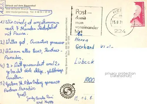 AK / Ansichtskarte Hedwigenkoog Urlaub auf dem Bauernhof Brandt Hedwigenkoog