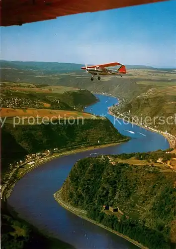 AK / Ansichtskarte Goarshausen_St Fliegeraufnahme mit der Loreley Goarshausen_St