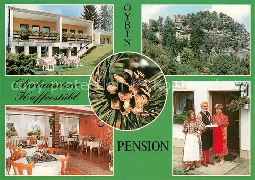AK / Ansichtskarte Oybin Oberlausitzer Kaffeestuebl Pension Gastraum Wirtsfamilie Oybin