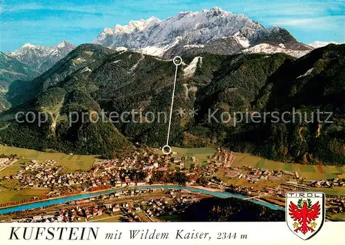 AK / Ansichtskarte Kufstein_Tirol Fliegeraufnahme mit Kaisergebirge Kufstein_Tirol