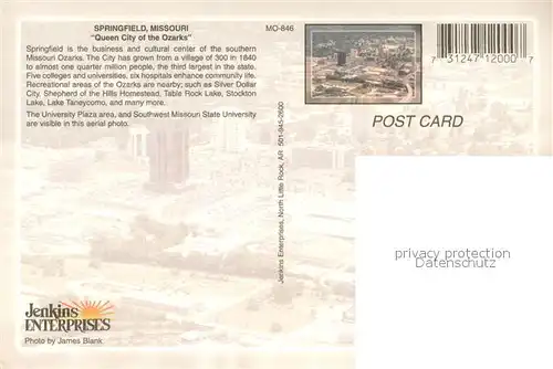 AK / Ansichtskarte Springfield_Missouri Queen City of the Ozarks Aerial view 