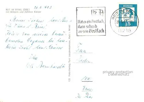 AK / Ansichtskarte Reit_Winkl mit Wlldem und Zahmen Kaiser Reit_Winkl