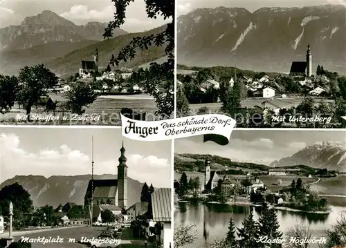 AK / Ansichtskarte Anger_Bad_Reichenhall mit Stauffen und Zwiesel Untersberg Marktplatz und Kloster Hoeglwoerth 