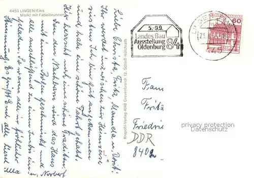 AK / Ansichtskarte Lingen_Ems Markt mit Fabelbrunnen Lingen_Ems