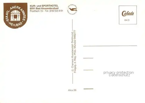 AK / Ansichtskarte Bad_Alexandersbad Kur und Sporthotel Fliegeraufnahme Bad_Alexandersbad