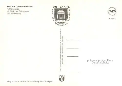 AK / Ansichtskarte Bad_Alexandersbad Fliegeraufnahme mit Fichtelberg Ochsenkopf und Schneeberg Bad_Alexandersbad