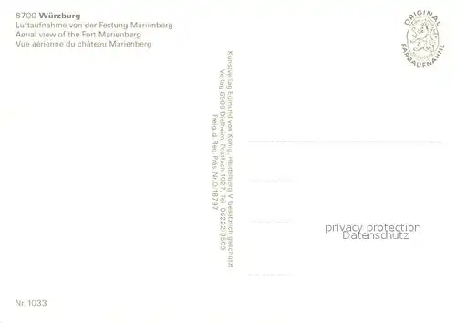 AK / Ansichtskarte Wuerzburg Festung Marienberg Fliegeraufnahme Wuerzburg