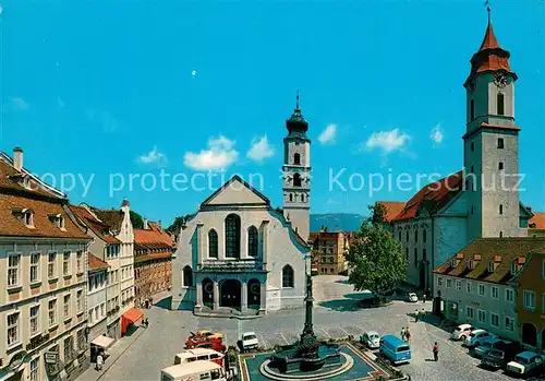 AK / Ansichtskarte Lindau_Bodensee Marktplatz mit ev St Stephan und kath Marienkirche Lindau Bodensee