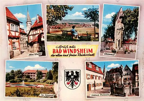 AK / Ansichtskarte Bad_Windsheim Alter Winkel Panorama Ehrenmal Im Kurpark Schoener Brunnen Bad_Windsheim