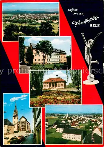 AK / Ansichtskarte Selb Panorama Teilansichten Kirche Rathaus Selb