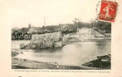 AK / Ansichtskarte Thorigny Lagny Les Ruines du Pont de pierre 