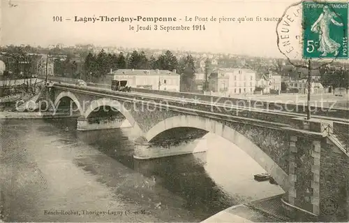 AK / Ansichtskarte Lagny sur Marne_77 Le Pont de pierre qu on fit sauter Gespann 