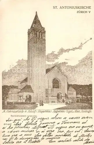 AK / Ansichtskarte Zuerich_ZH St. Antoniuskirche Zuerich_ZH