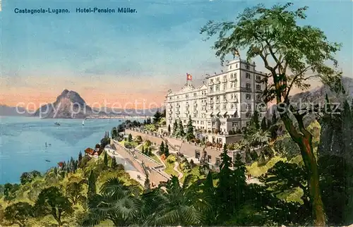 AK / Ansichtskarte Castagnola_Lago_di_Lugano Hotel Pension Mueller 