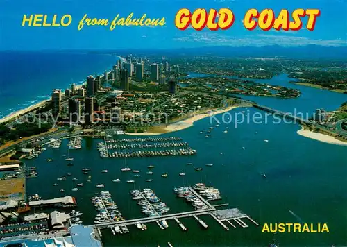 AK / Ansichtskarte Gold_Coast_Australia View over the Spit Marina Sheraton Mirage and sandy beaches towards Main Beach Gold_Coast_Australia