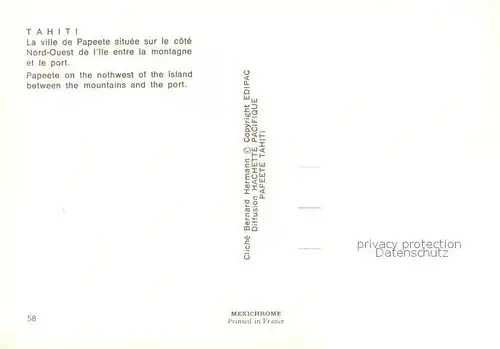 AK / Ansichtskarte Tahiti_Polynesien La ville de Papeete situee sur le cote Nord Ouest de lIle entre la montagne et le port Vue aerienne Tahiti Polynesien