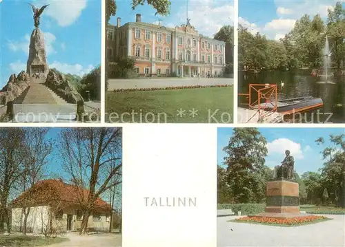 AK / Ansichtskarte Tallinn Monument Russalka Kadrio Palace Swan Pond Fr R Kreutzwald Tallinn