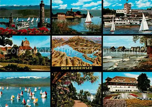 AK / Ansichtskarte Bodensee_Region Hafenpartien Schloss Fliegeraufnahme Strandweg Hotel Bodensee Region