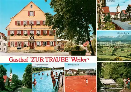 AK / Ansichtskarte Weiler_Allgaeu Gasthof Zur Traube Weiler Ellhofen Simmerberg Schwimmbad Tennisplaetze Hausbach Weiler_Allgaeu