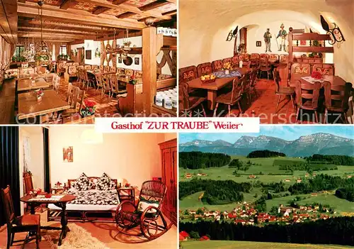 AK / Ansichtskarte Weiler_Allgaeu Gasthof Zur Traube Weiler Zimmer Gaststube Panorama Weiler_Allgaeu