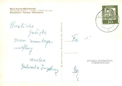 AK / Ansichtskarte Wald_Solingen Weck Ittertal Maerchenwald Gondelteich Fontaene Wald Solingen