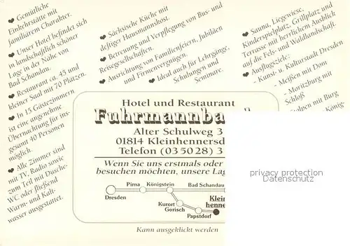 AK / Ansichtskarte Kleinhennersdorf Hotel Restaurant Fuhrmannbaude Kleinhennersdorf