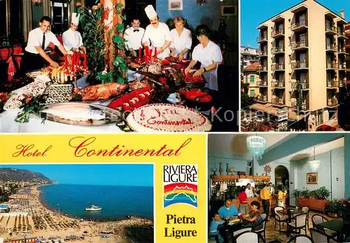 AK / Ansichtskarte Pietra_Ligure Hotel Continental Festbankett Strandpartie Gastraum Pietra Ligure