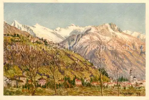 AK / Ansichtskarte Solduno_TI Locarno e Monti Trinita Kuenstlerkarte Zuppinger 