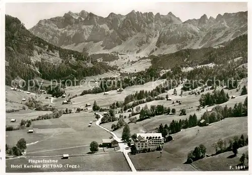 AK / Ansichtskarte Rietbad_930m_Toggenburg_SG Fliegeraufnahme Hotel Kurhaus Rietbad 