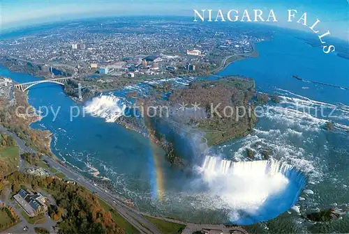 AK / Ansichtskarte Niagara_Falls_Ontario Birds eye view of Canadian Horseshoe Falls Rainbow Bridge Niagara_Falls_Ontario